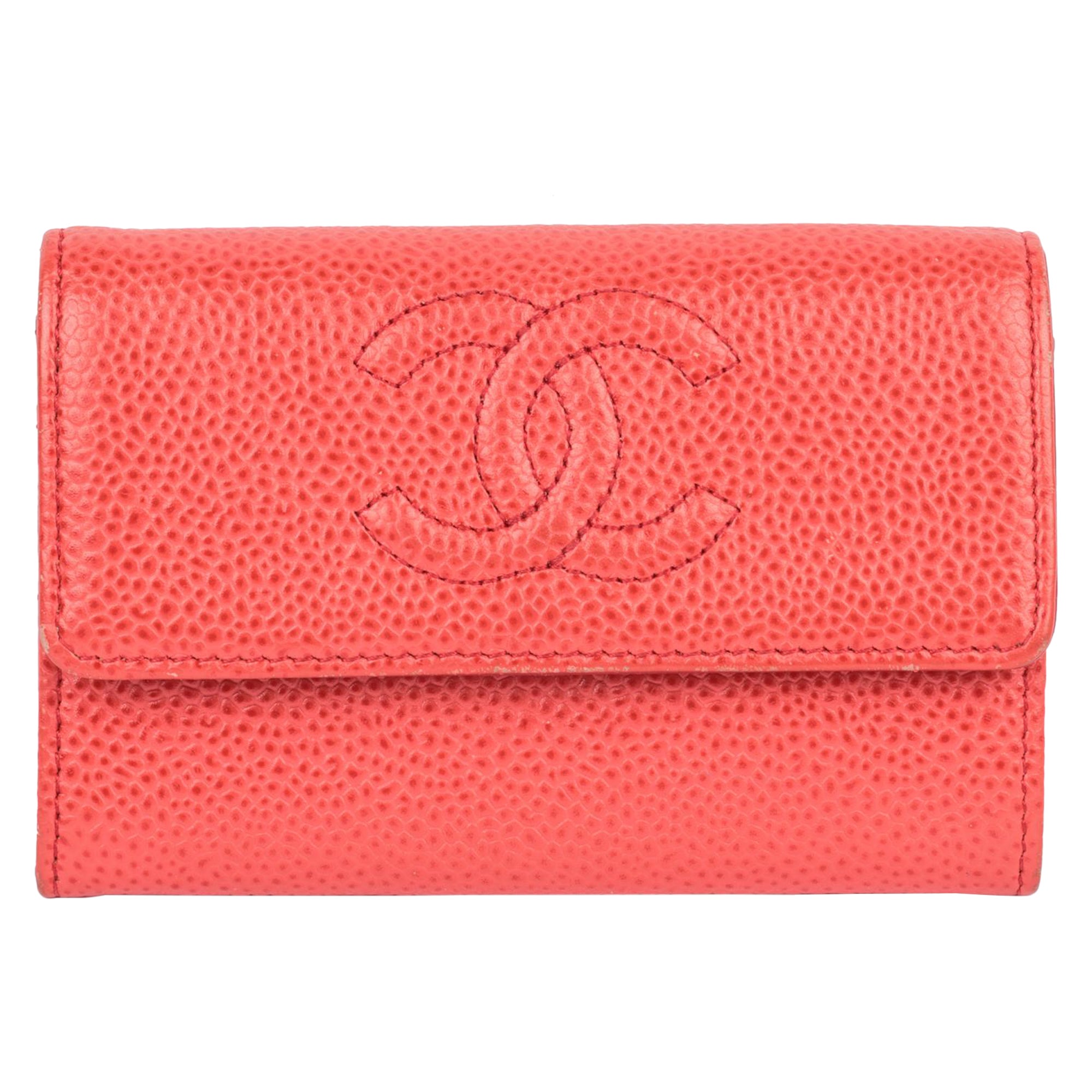 Chanel Red Caviar Leather Timeless Coin Purse