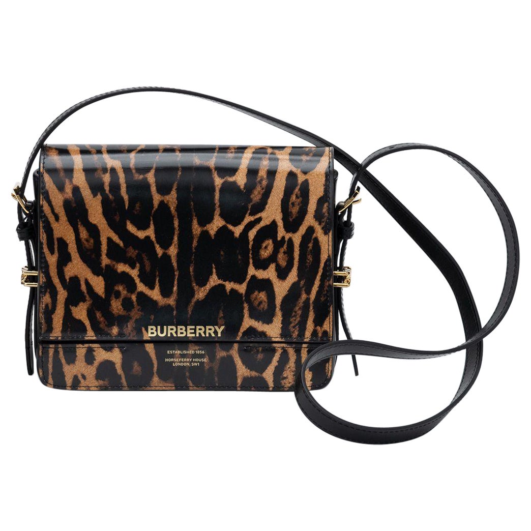 Burberry New Calfskin Black Cheetah Bag For Sale