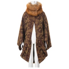 Christian Dior by John Galliano silk cocoon coat with fox fur collar, ss 2008