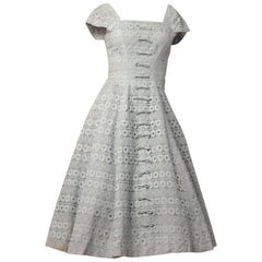 50s Suzy Perret Baby Blue Lace Dress with Bows