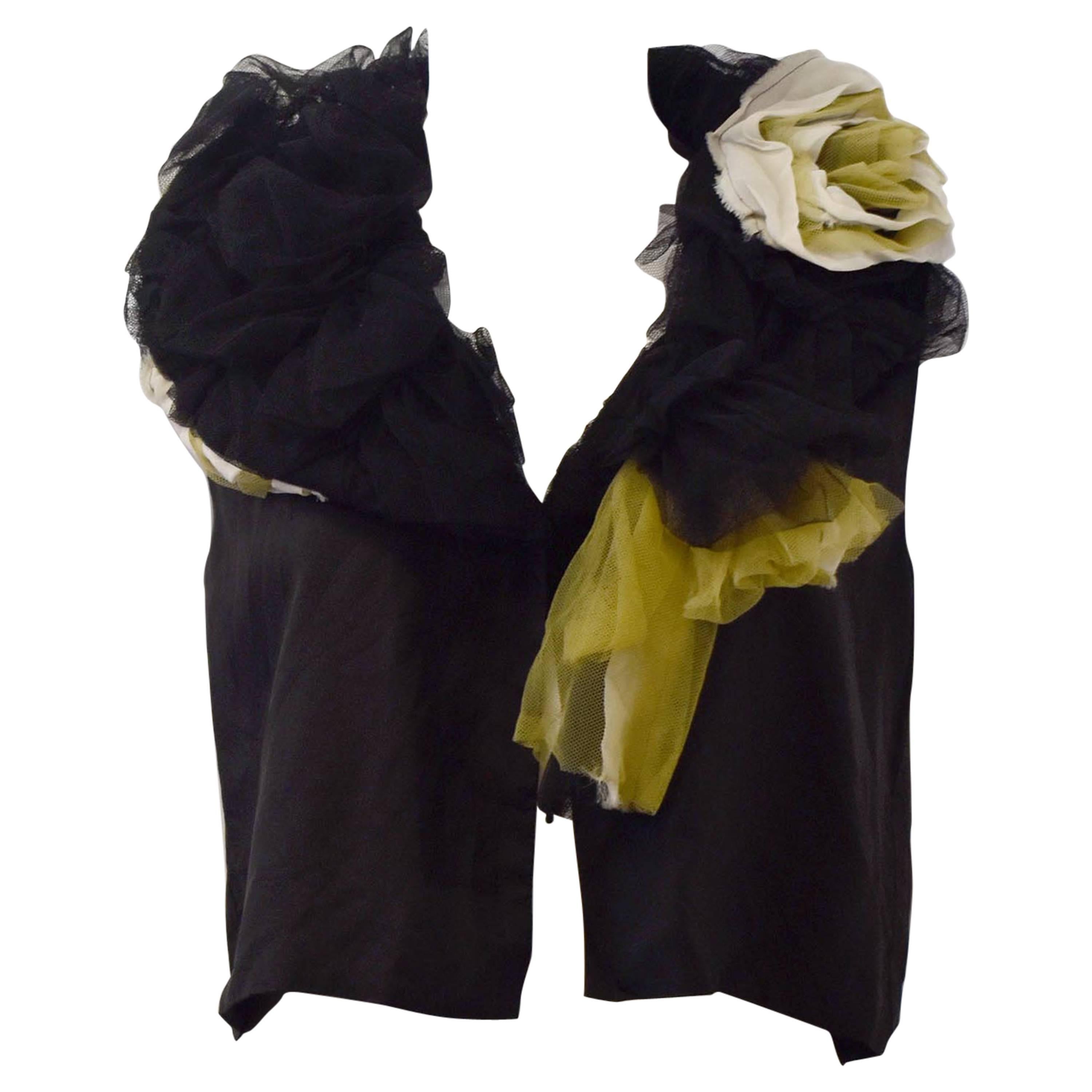 Comme des Garcons 2004 Black Vest with ruffled Tulle Collar