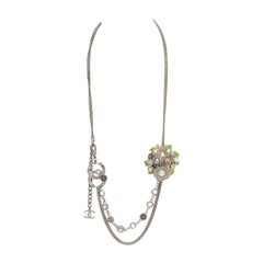 Chanel Flowers Silver Enamel Necklace
