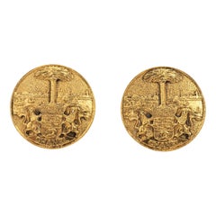 Chanel 80s Vintage Pendientes de clip de oro