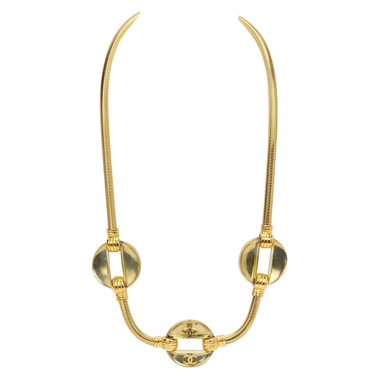 Chanel Gold Snake Lucite Belt/Necklace For Sale