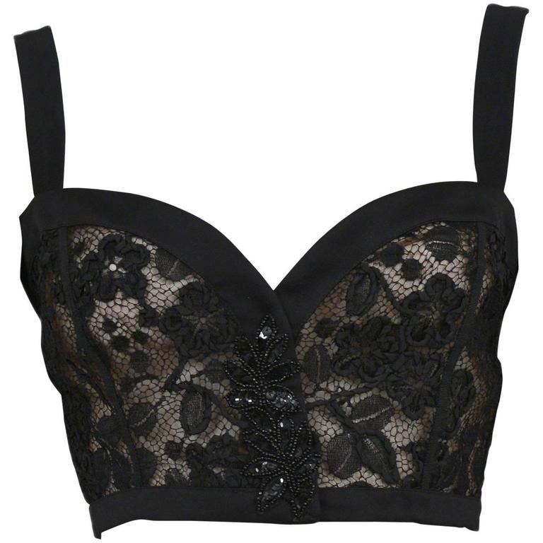 Yves Saint Laurent Black Lace Beaded Bra Top at 1stDibs | ysl bra, yves ...