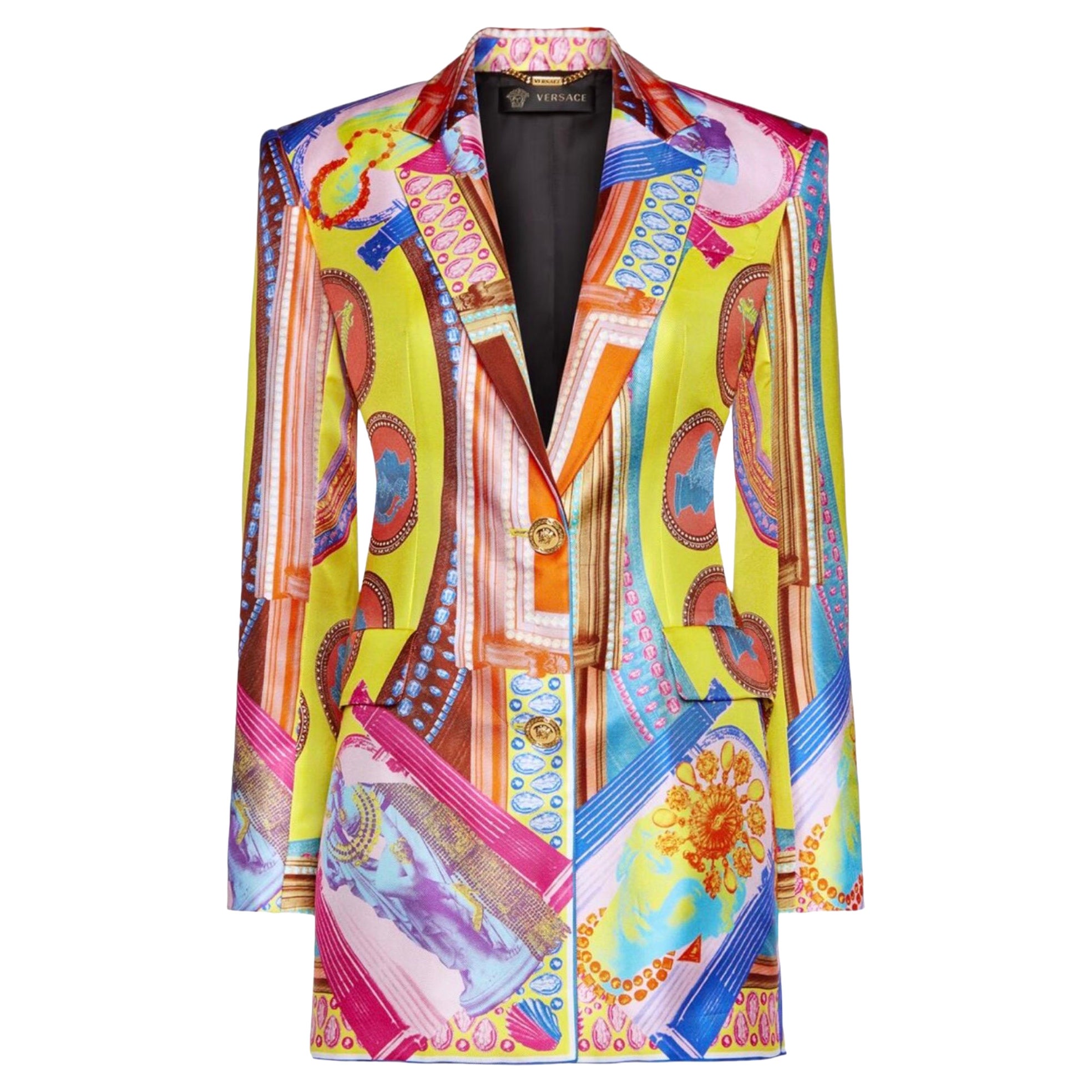 Versace - Blazer en soie imprimée Vittoria multicolore, défilé A/H 2019