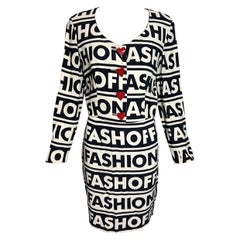 Moschino Couture Vintage Fashion Fashoff Printed Skirt Suit Set 1992