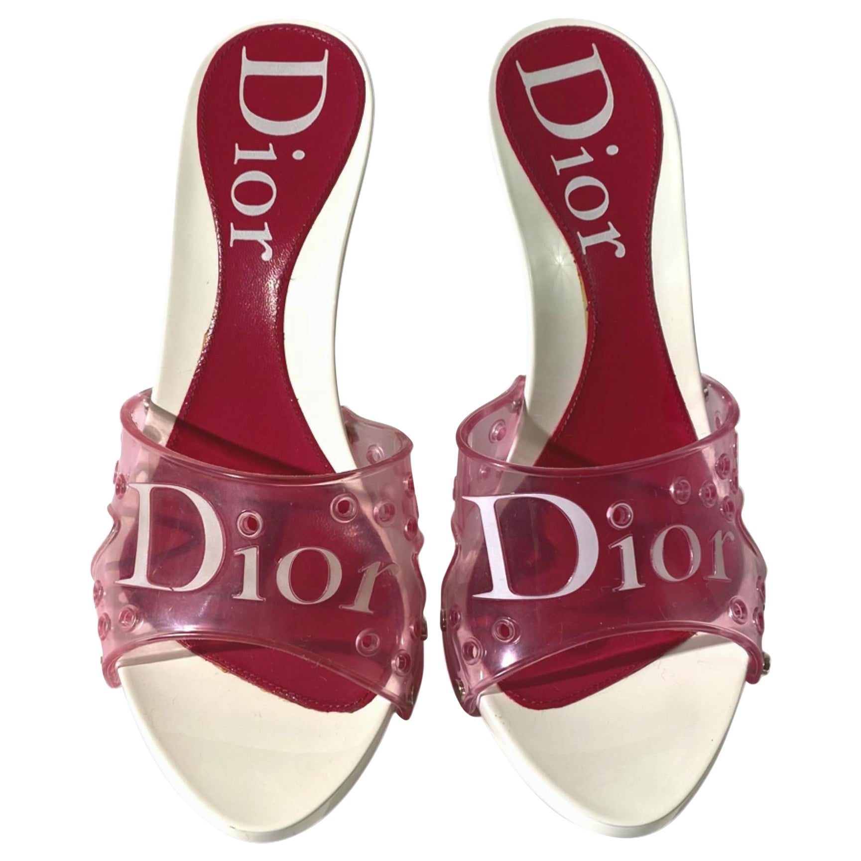 Dior 2004 Spring Pink Jelly Platform Heels John Galliano For Sale
