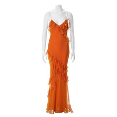 Christian Dior by John Galliano orange bias cut silk chiffon dress, ss 2004