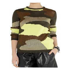 Alexander McQueen Green Camouflage Knitted Jumper