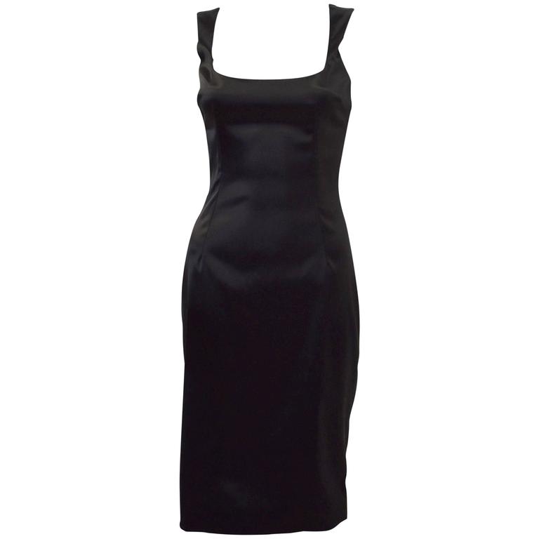Dolce and Gabbana Black Sexy Satin Stretch Cocktail Dress at 1stDibs