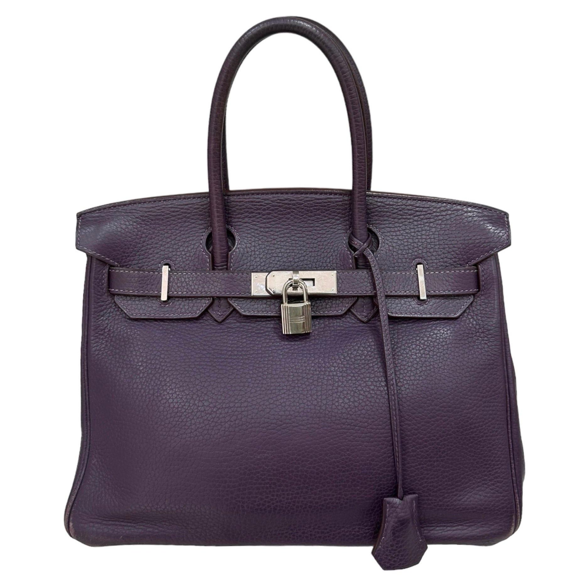 2007 Hermès Birkin 30 Courchevel Leather Raisin Top Handle Bag