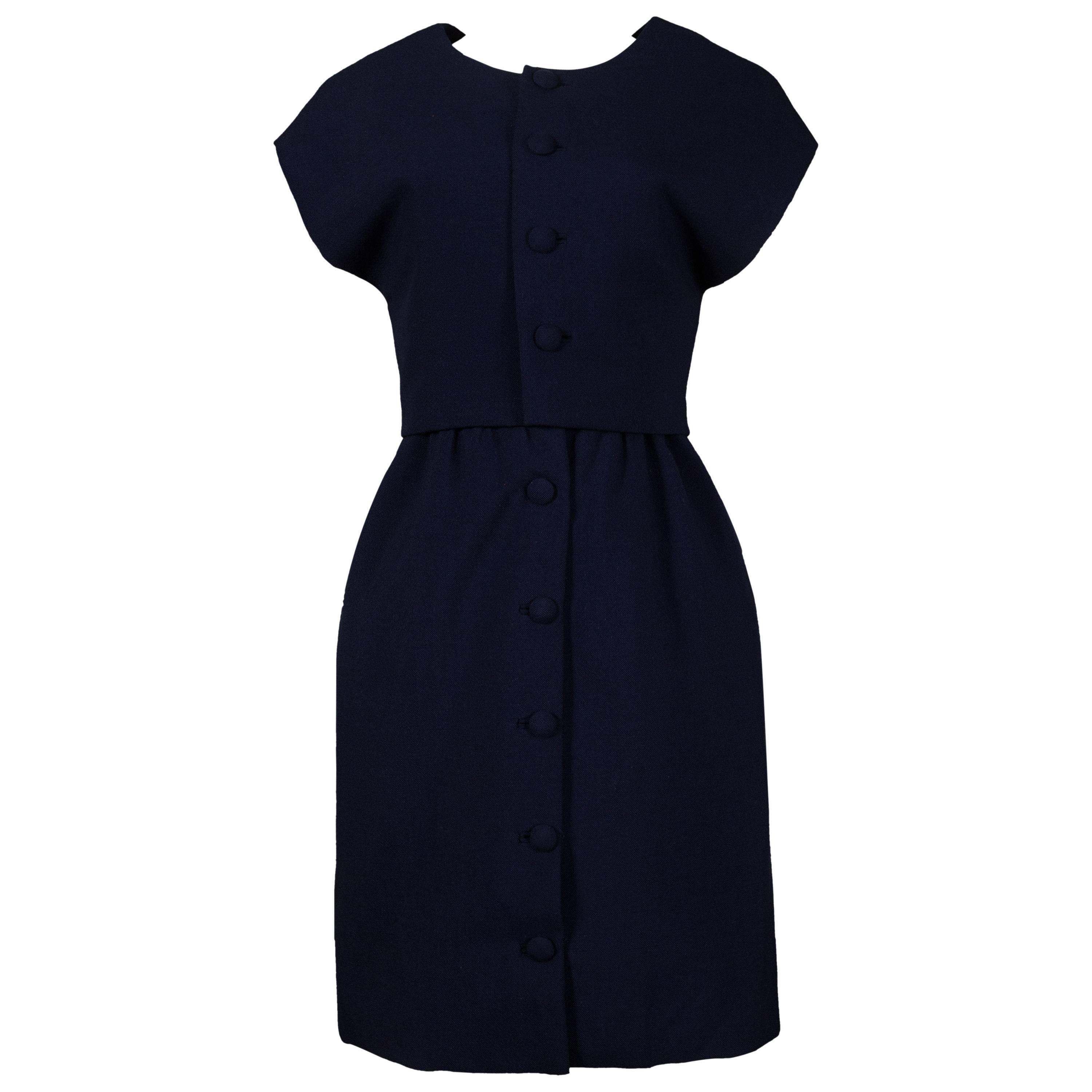 Balenciaga Haute Couture Marin Blue dress suit, circa 1958-1960