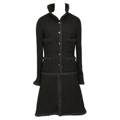CHANEL  Black Jacket Tweed Wool Braided Gunmetal Buttons Pockets 40 2013 RUNWAY