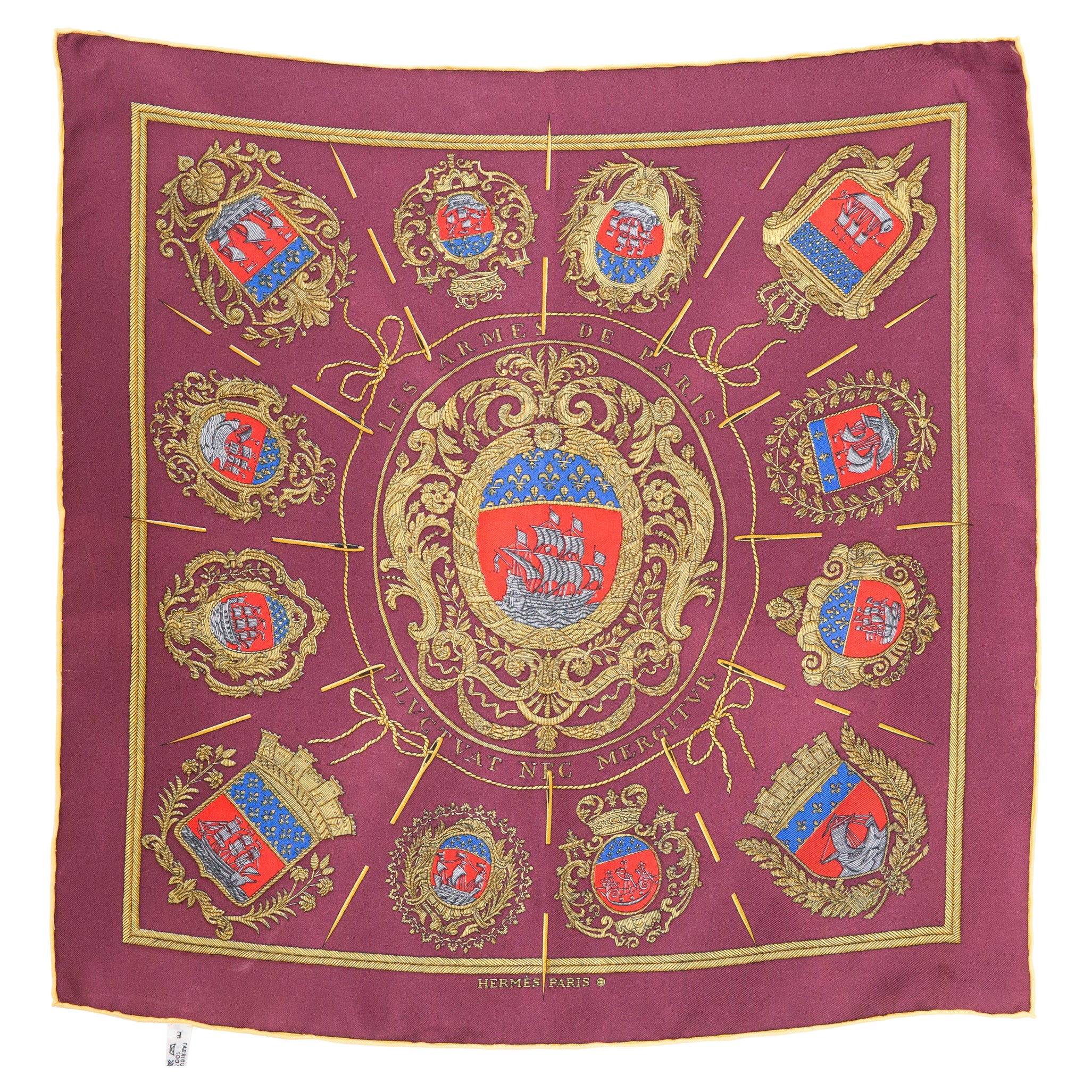 1992 Hermes Les Armes De Paris by H.Grygkar Gavroche Silk Scarf