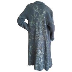 Lainey Keogh Pure Cashmere Coat with Gold Dragon Embroidery NWT