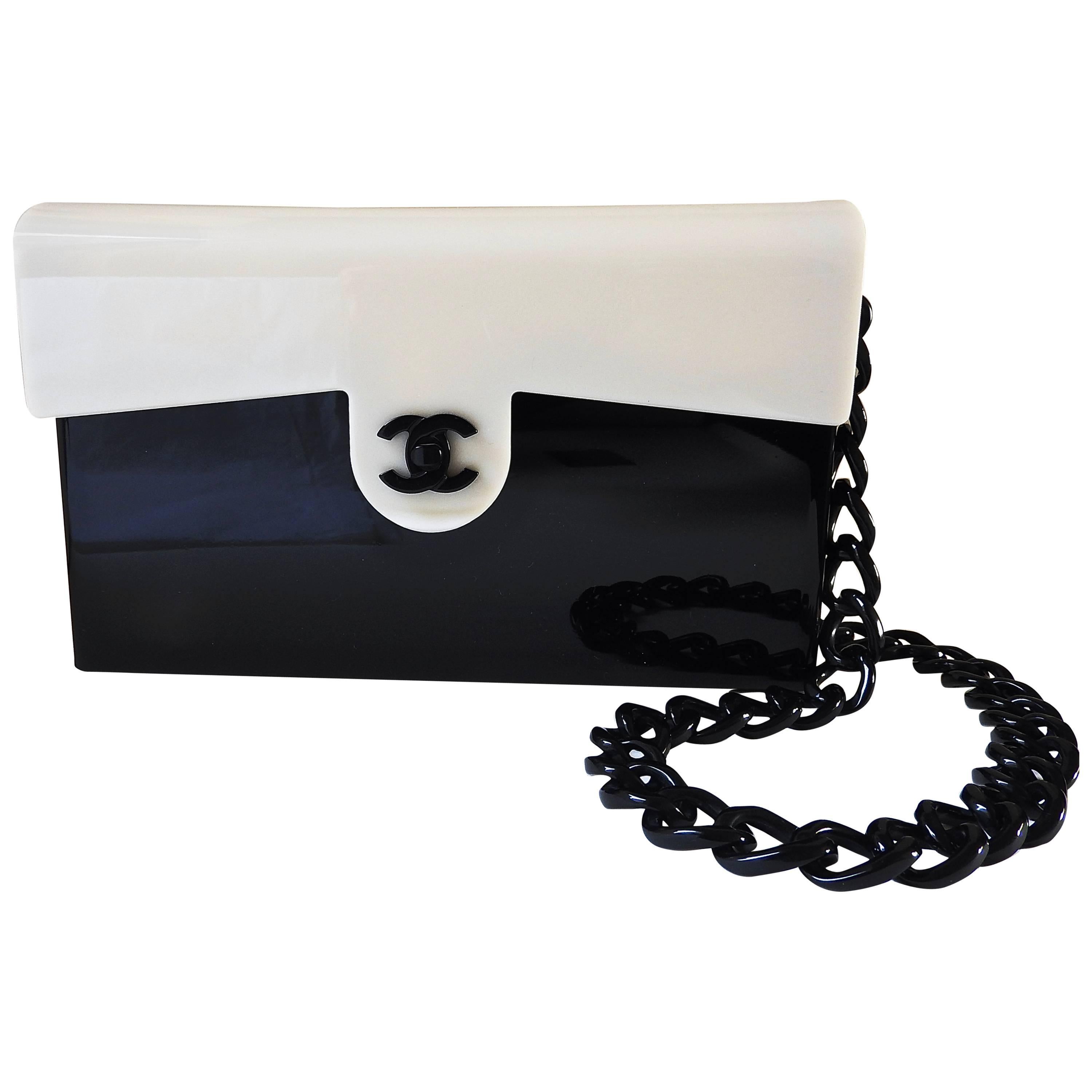 NEW Chanel ✿*ﾟGORGEOUS Plexiglass Resin Hardshell Large Clutch Tote  Handbag Bag For Sale