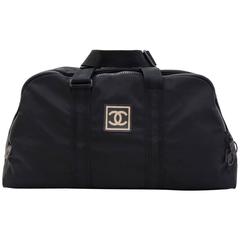 Retro Chanel Sports Line Black Nylon Boston Hand Bag