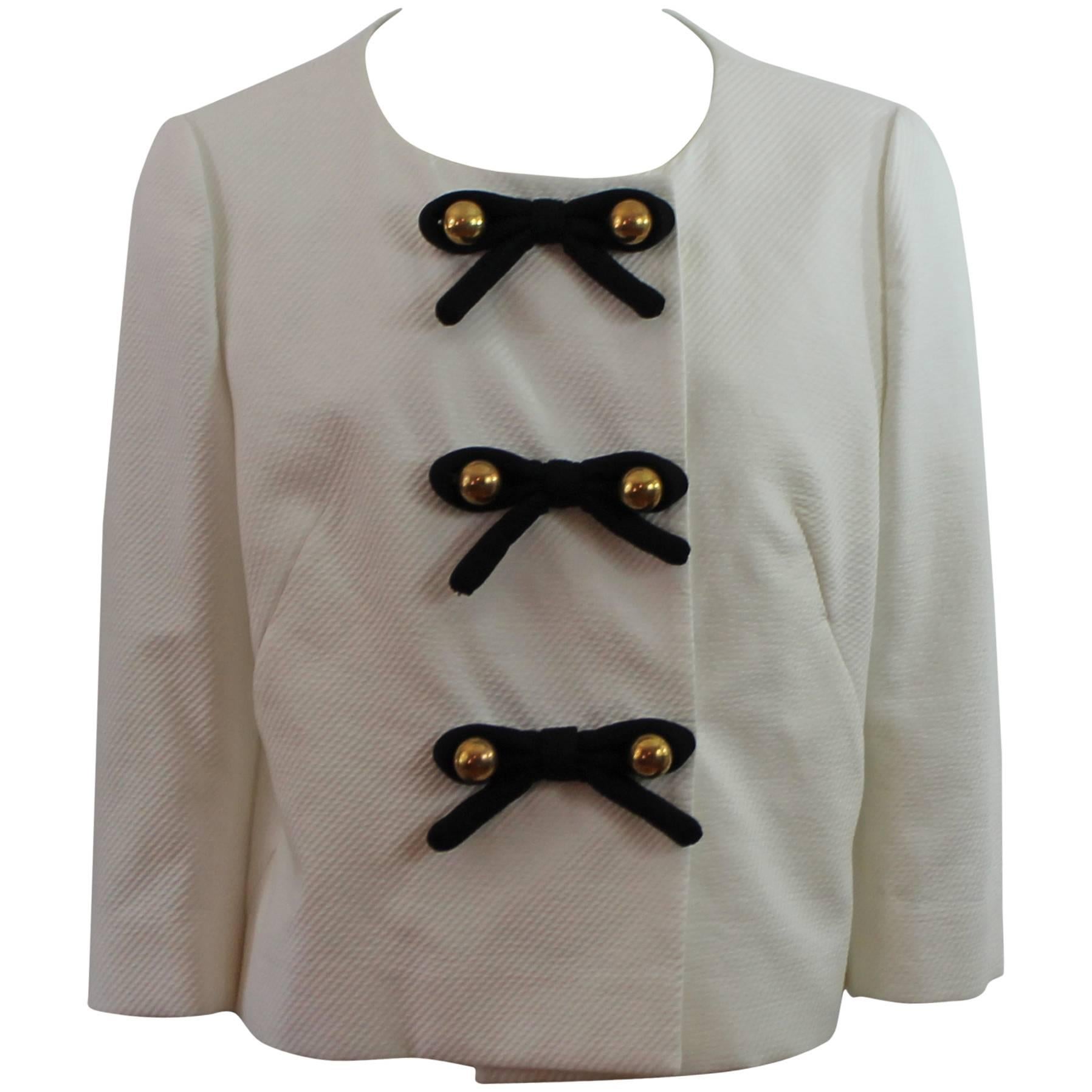 Moschino C&C White Cotton Jacket with Bow Detail 