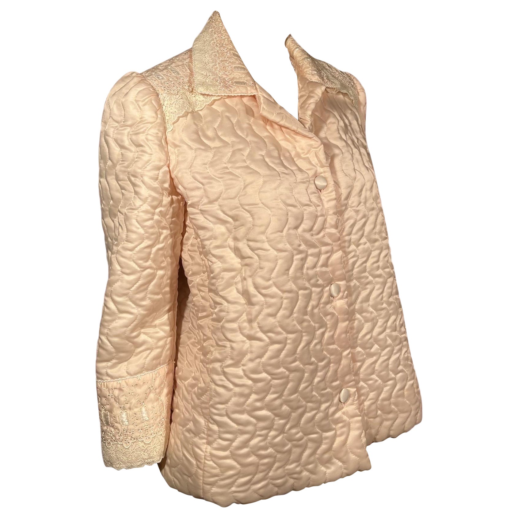 CHRISTIAN DIOR 1980's Pink Satin Bedjacket