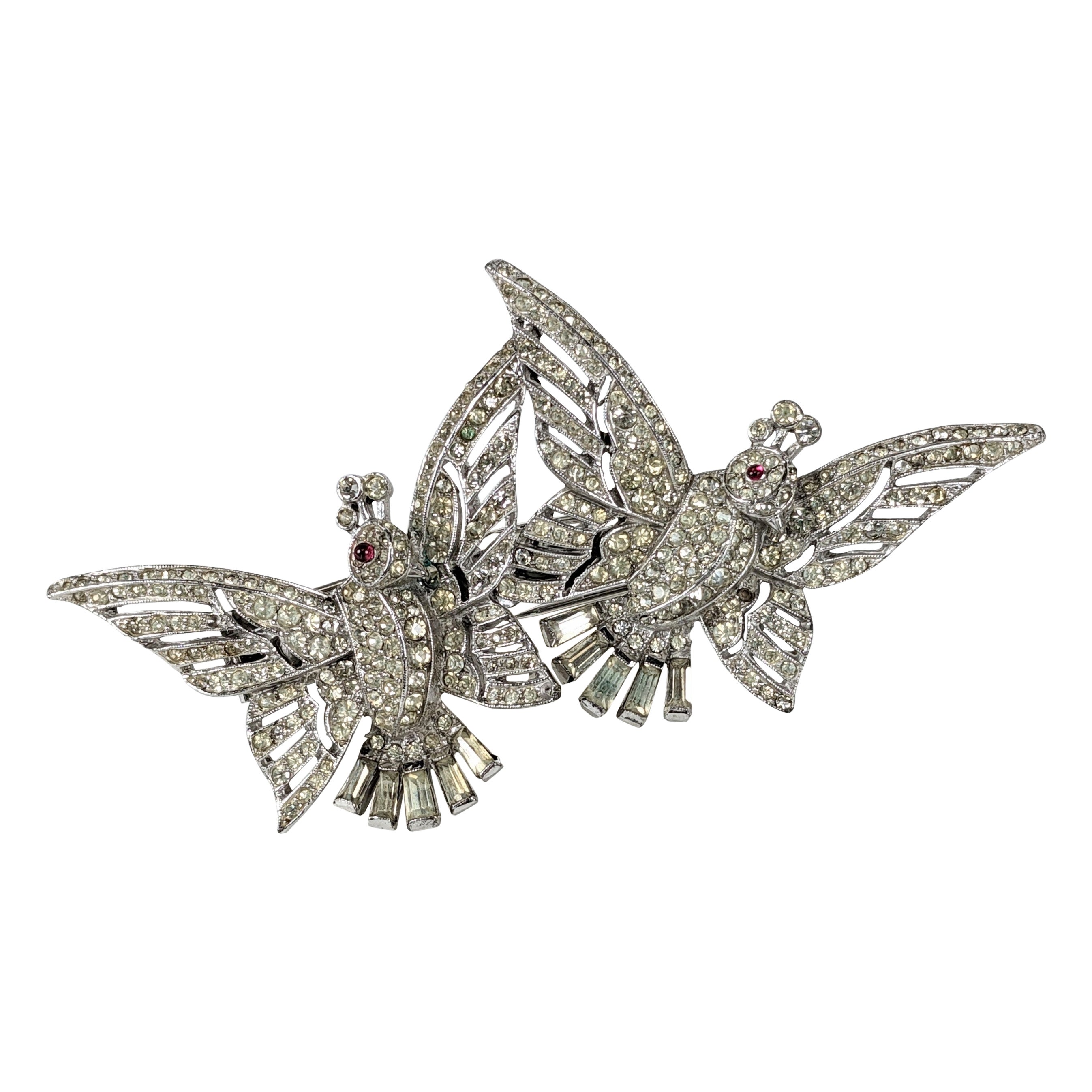 Trifari Pave Flying Doves Duette, Alfred Phillipe For Sale