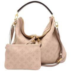 Louis Vuitton Selena MM Gray Mahina Leather 2 way Bag