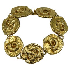 YVES SAINT LAURENT YSL Vintage Goldfarbenes Fossil-Armband