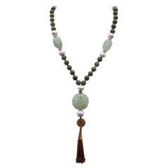 A.Jeschel The Luxe Long Jade and Pearls necklace.