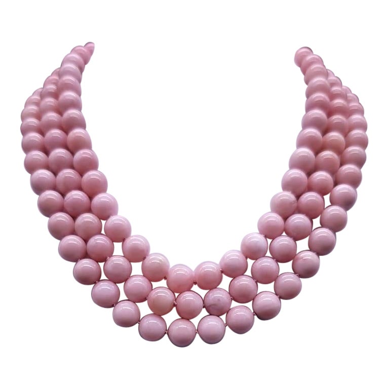 A.Jeschel Eine elegante rosa Opal-Halskette. im Angebot