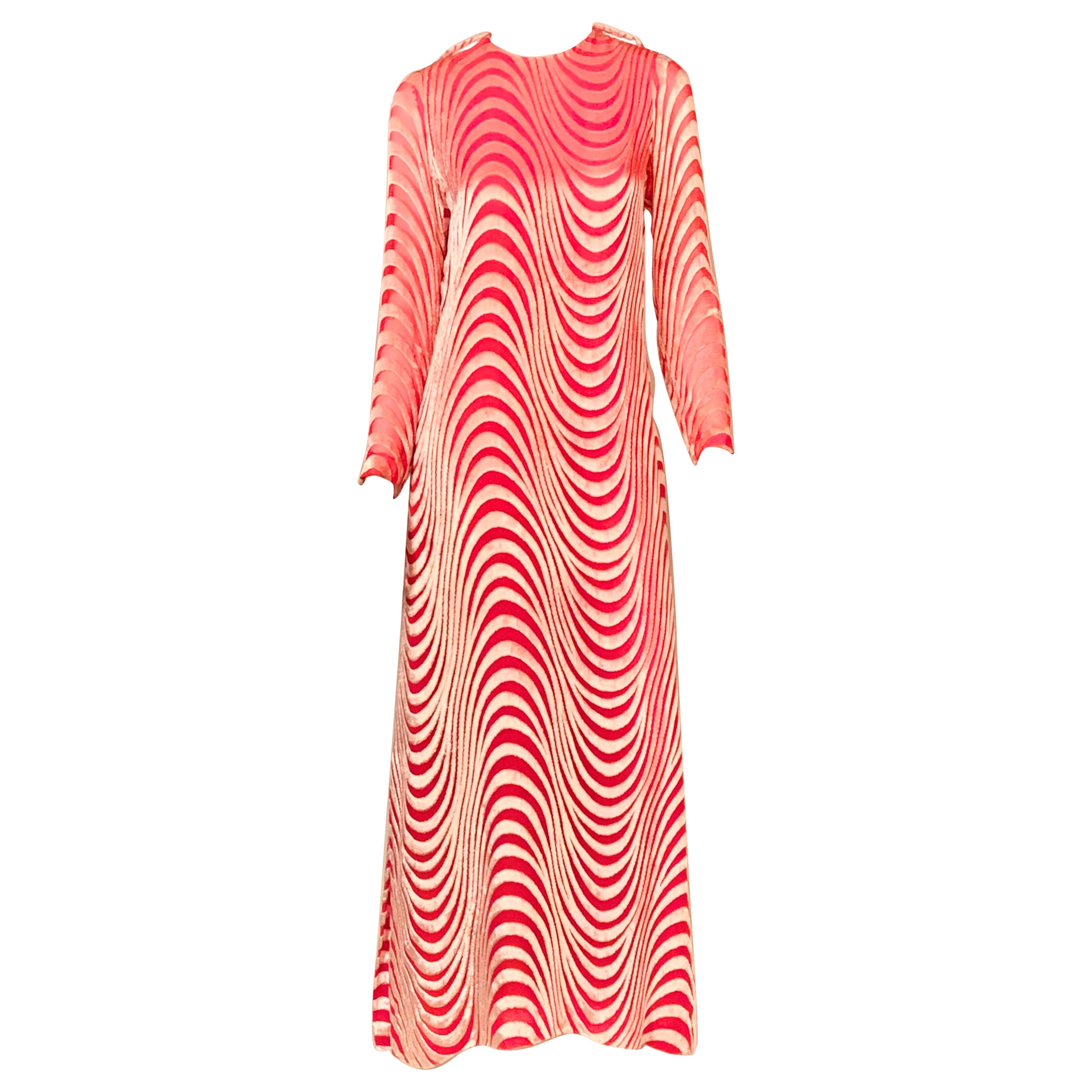 1970's Tan Giudicelli para Giorgio Beverly Hills Vestido de noche de terciopelo Rose Devore en venta