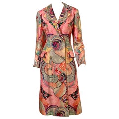 1970's Bill Blass Silk Coat with an Exuberant Floral Pattern and Stunning Colors