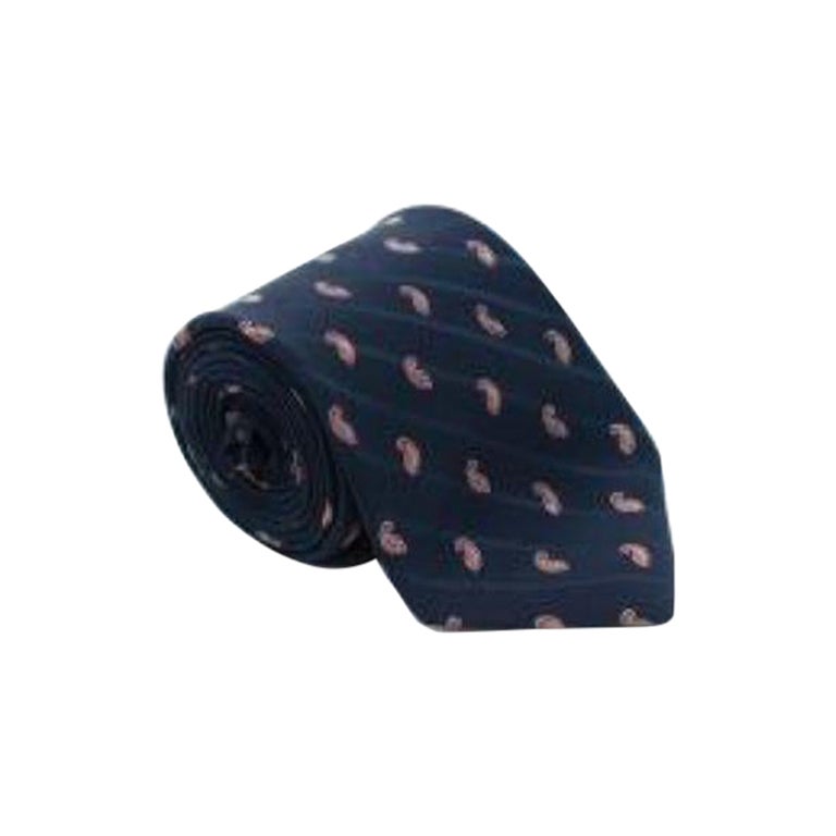 Lanvin Navy Paisley Print Tie For Sale