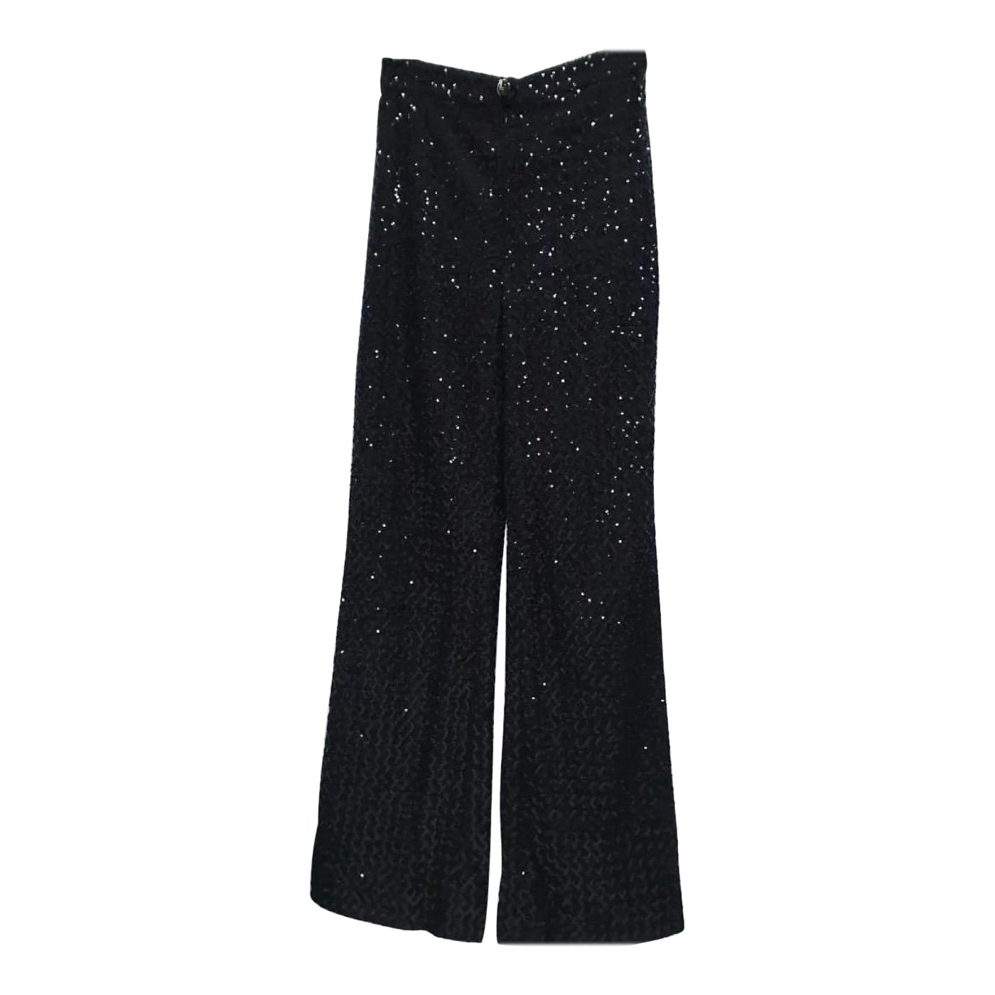 NWT Chanel Black Sequins Pants Trousers For Sale