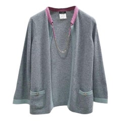 Used CHANEL Grey Pink Cashmere Knitwear