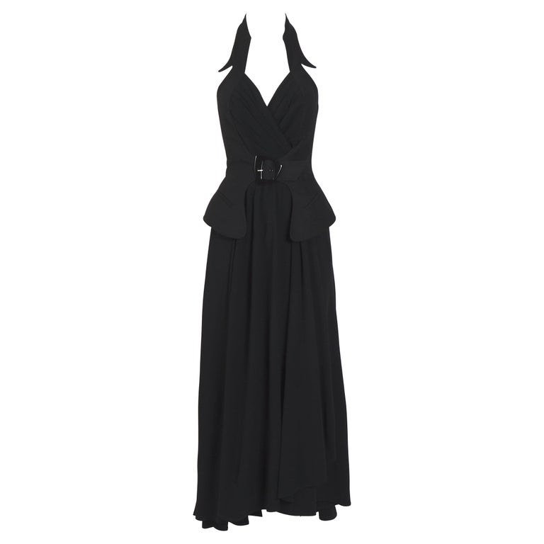 Thierry Mugler 80s vintage black skirt with attached signature belted ...