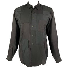 COMME des GARCONS Schwarzes langärmeliges Hemd aus Baumwolle mit gemischten Stoffen, Größe XL
