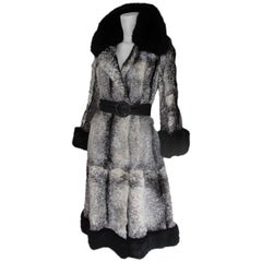 Black and white fur coat