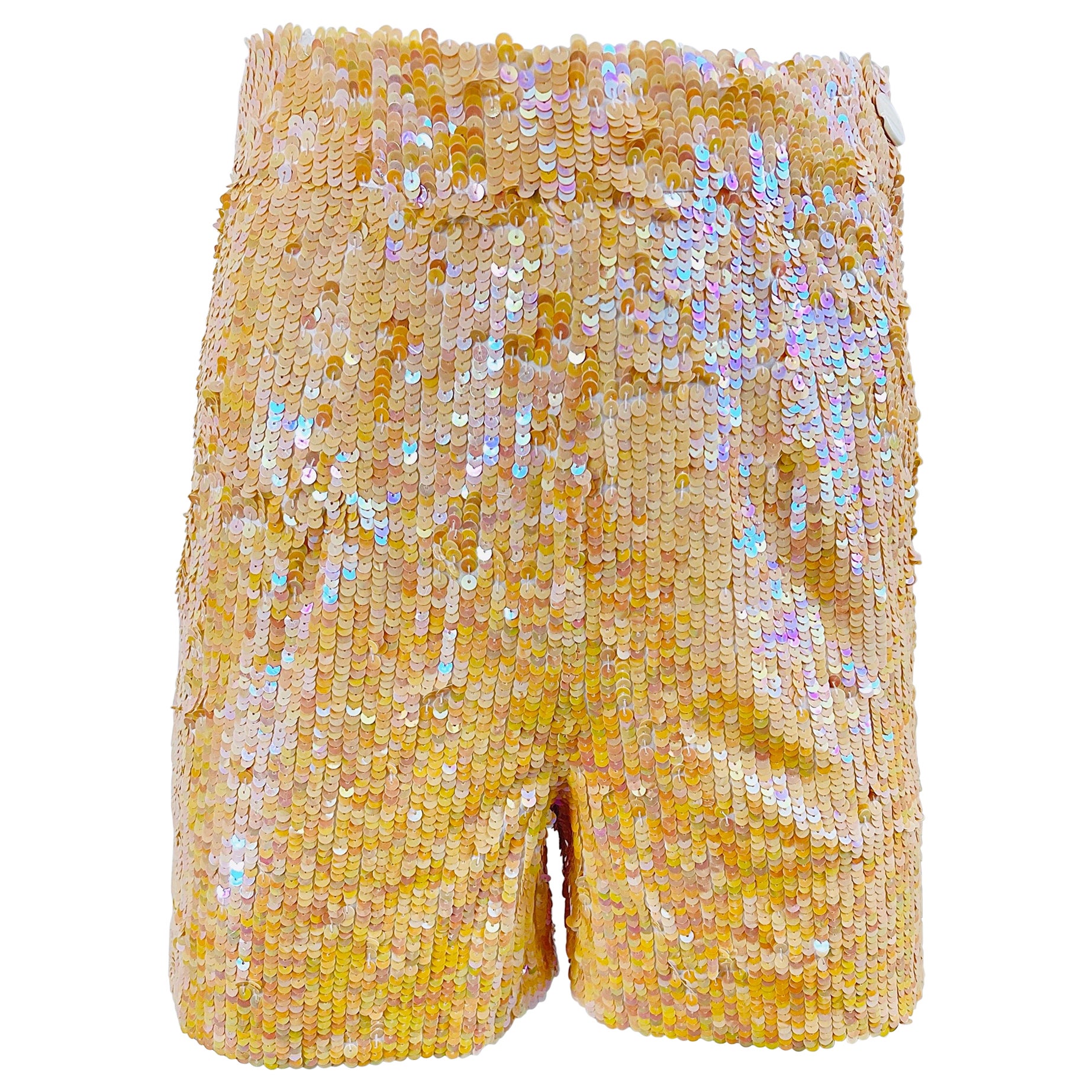 Oleg Cassini 1980er Jahre Shorts Lachsrosa Vintage 80er Jahre Vollständig mit Paillettenbesatz im Angebot