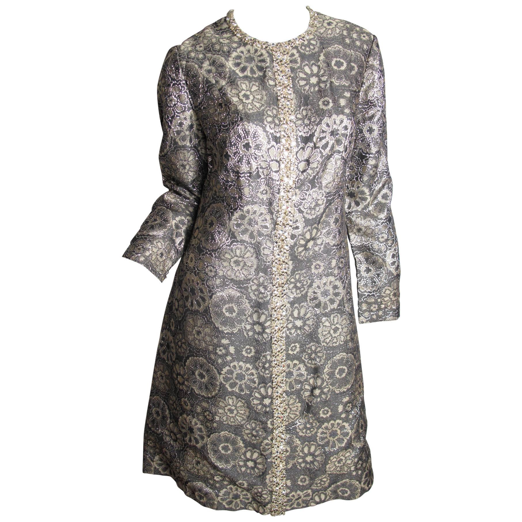 Adele Simpson Brocade and Rhinestone Dress