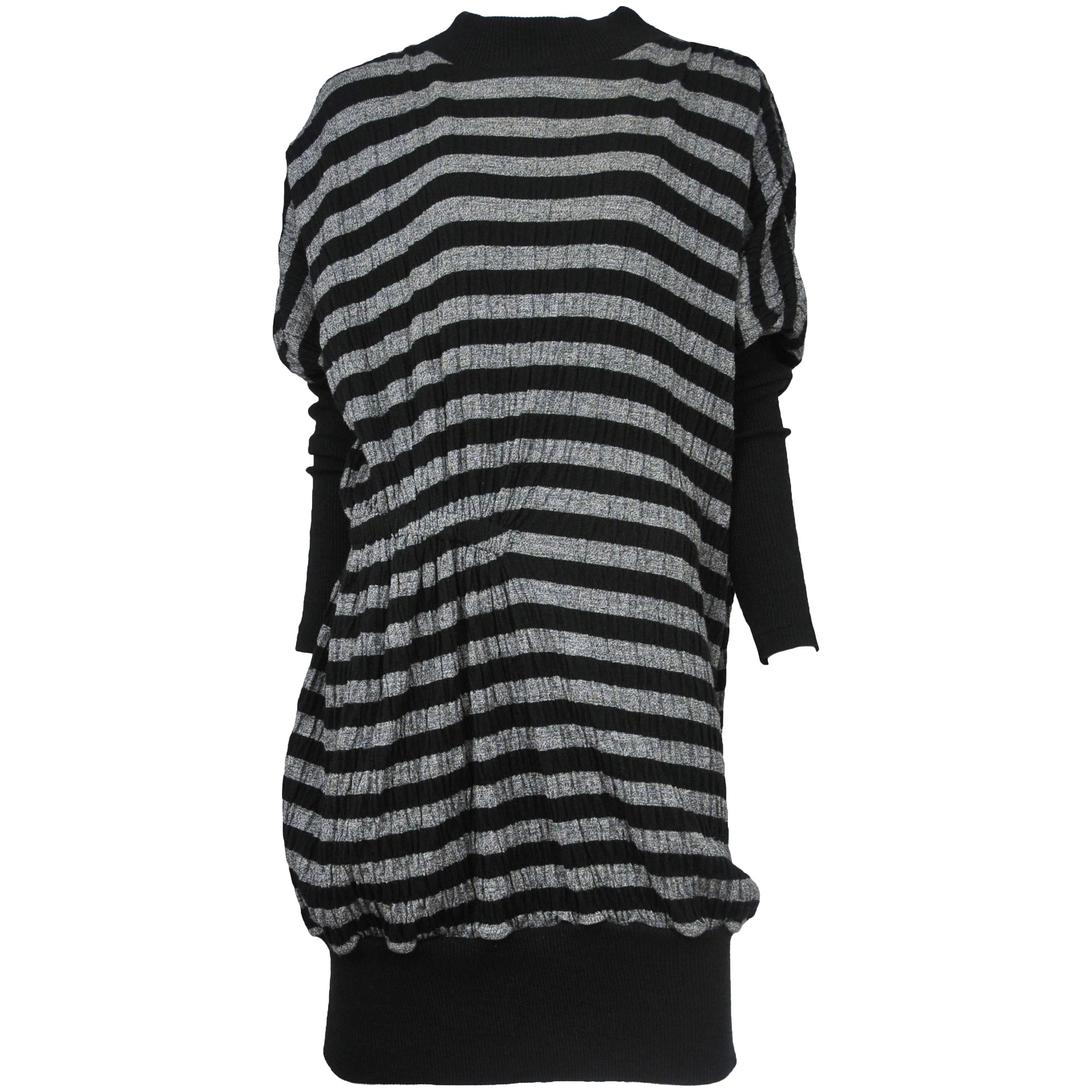 Miyake Black & Grey Stripe Dress