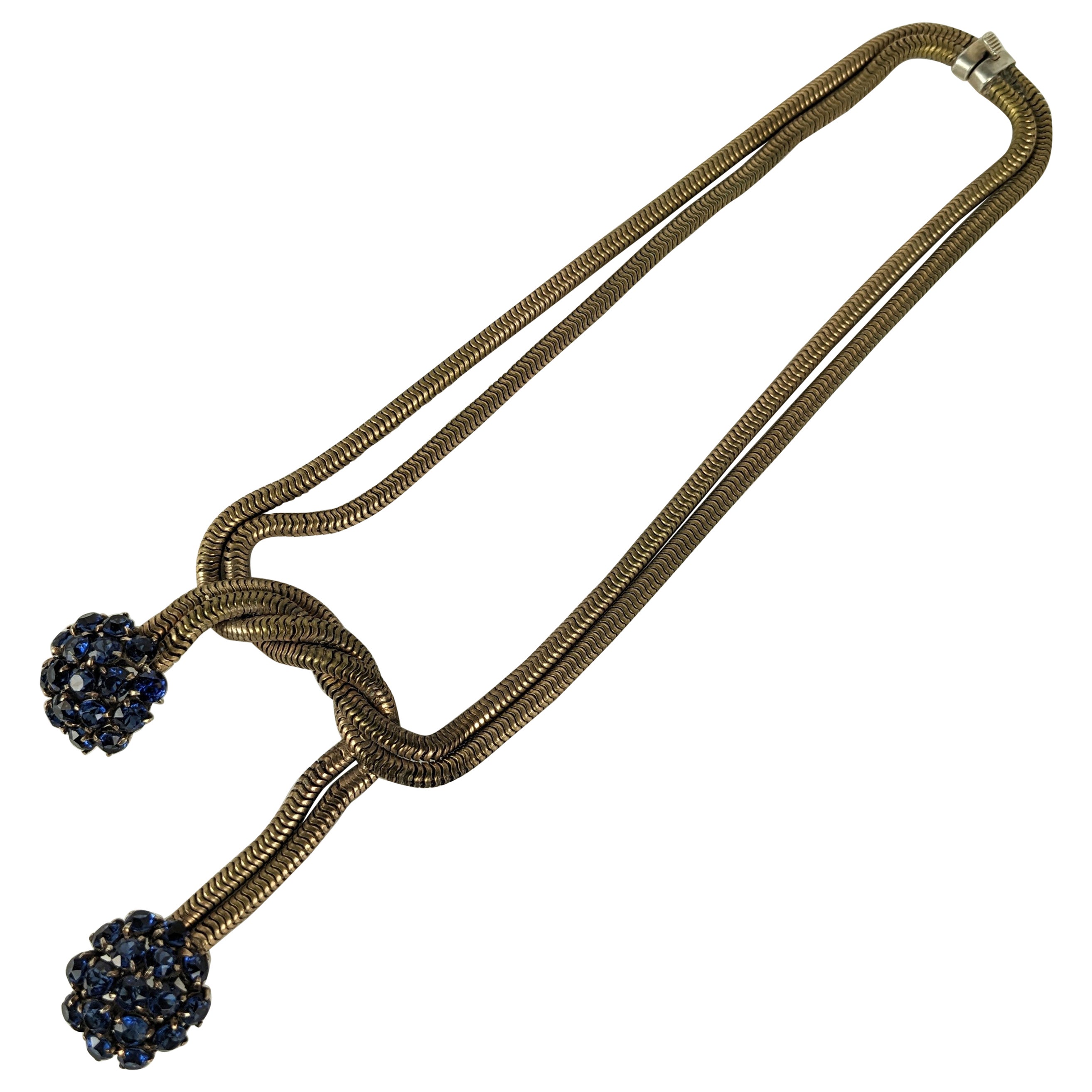 Retro Sapphire French Gaspipe Necklace For Sale