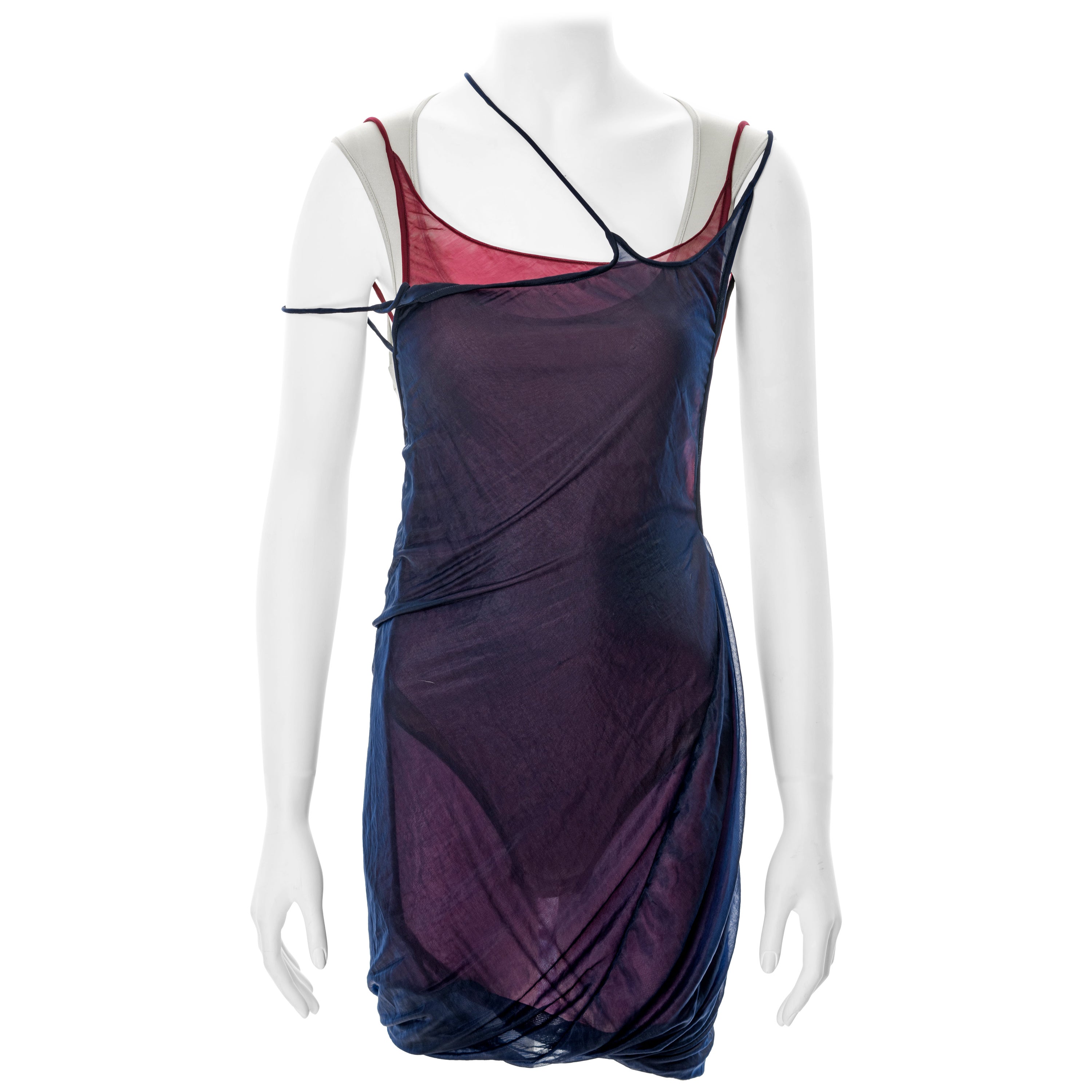 John Galliano tri-colour multi-layered slip dress and bodysuit, ss 1991 For Sale