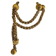 Vintage Yves Saint Laurent Gold Ball Statement Necklace/Belt