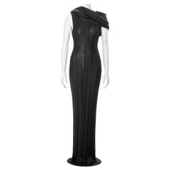 Vintage Christian Dior by John Galliano foiled black open-knit evening dress, fw 1999