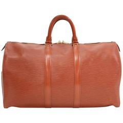 Vintage Louis Vuitton Keepall 45 Brown Kenyan Fawn Epi Leather Travel Bag
