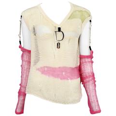 John Galliano for Dior Pink & Ivory Open Weave Sweater