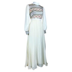 Vintage Nylon and lurex crepe formal dress - France Circa 1972