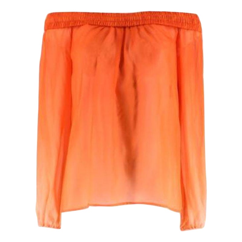 Versace Orange Silk Off-shoulder Top For Sale
