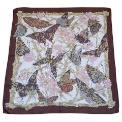 Retro Exceptional Hermès Silk Scarf Papillons Mosaiques for Gallay Lise Coutin 1963