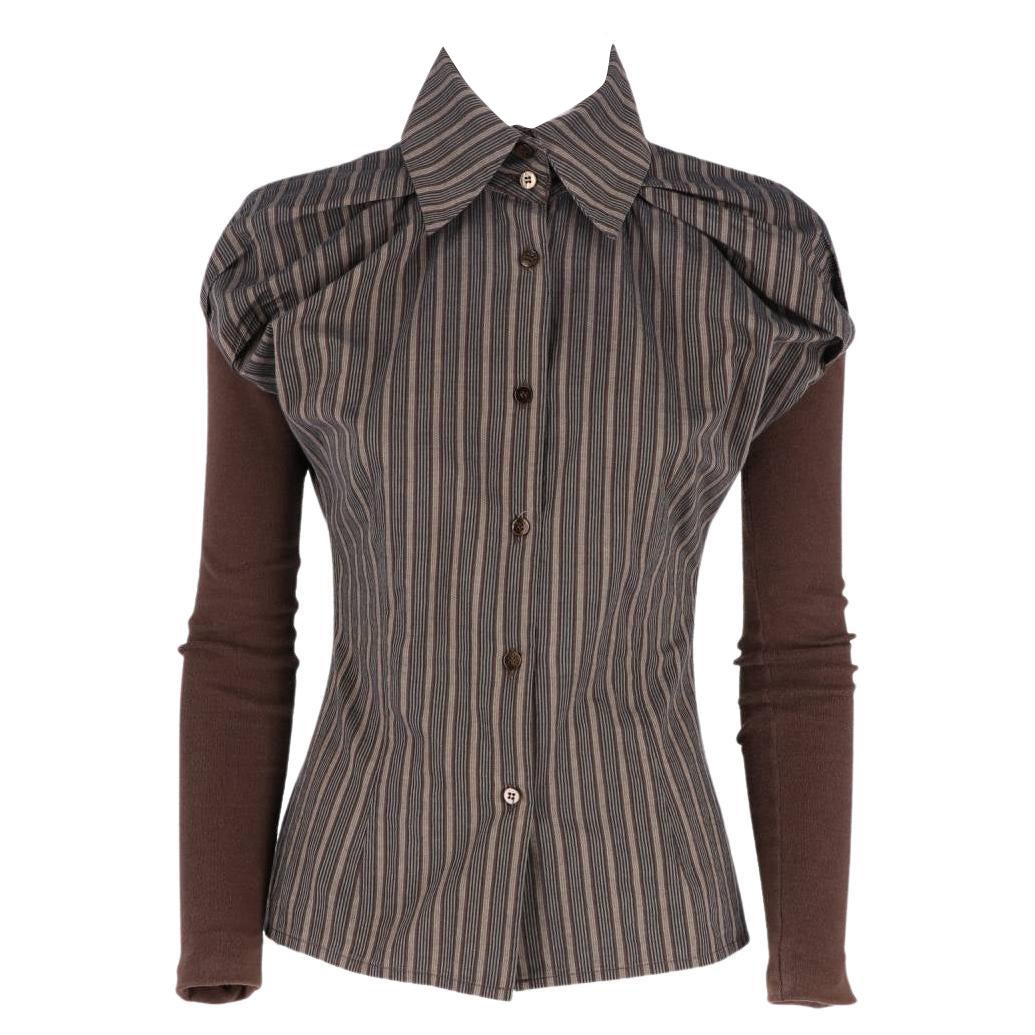 90s Antonio Marras Vintage brown striped cotton shirt
